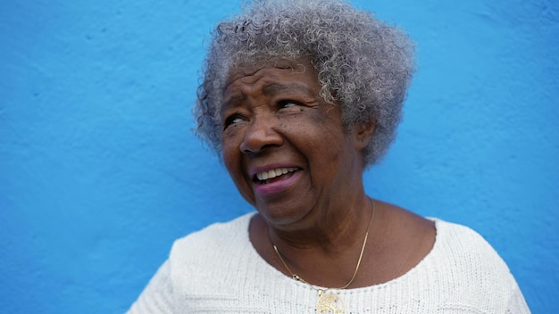 A joyful black African older woman