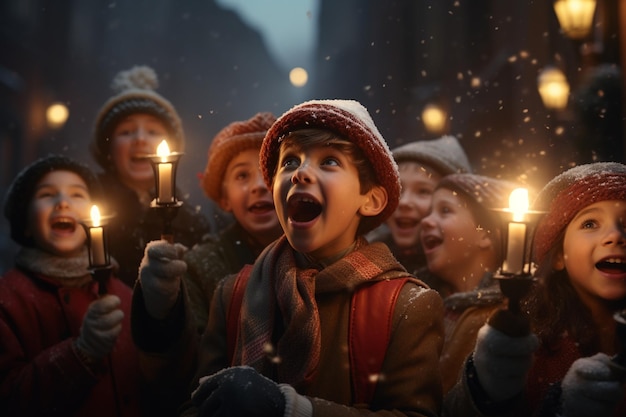 Photo joyful boxing day carolers spreading holiday cheer 00400 02