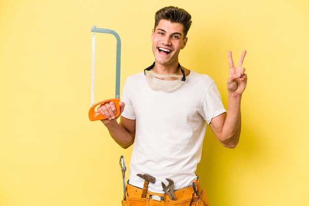 Joyful and carefree showing a peace symbol with fingers