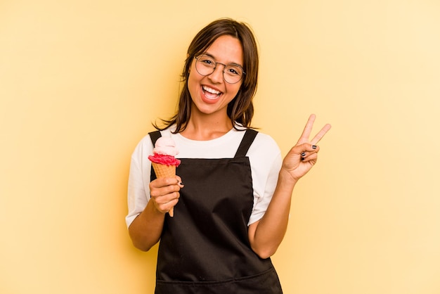 Joyful and carefree showing a peace symbol with fingers