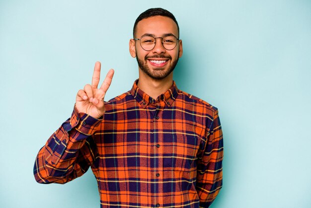 Joyful and carefree showing a peace symbol with fingers