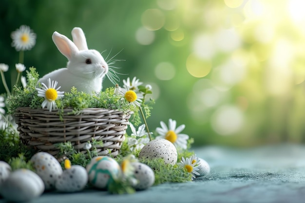 Joyful celebration lively easter scene with space for promotions