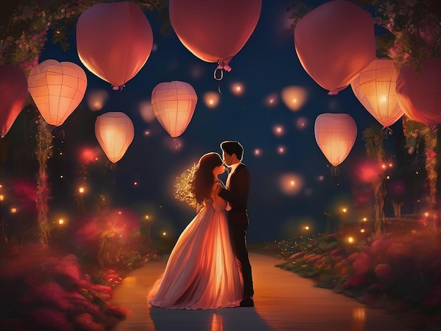 A joyful celebration of love and togetherness illuminates the night