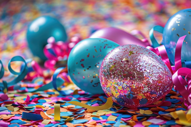 Радостное празднование с конфетами и воздушными шарами