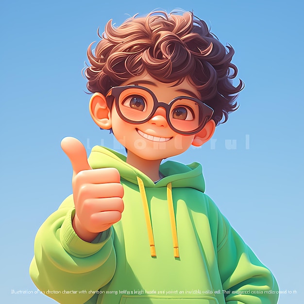 Photo joyful character approval 3d animation illustration