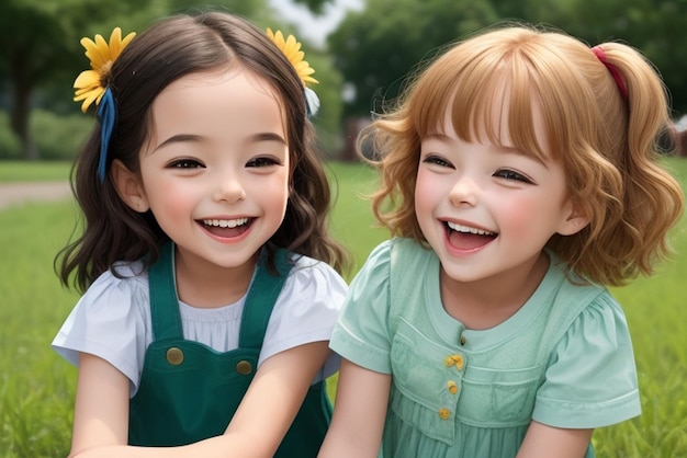 写真 楽しい子供時代の冒険 幸せな子供たち 夏の楽しみを自然の中で抱きしめる