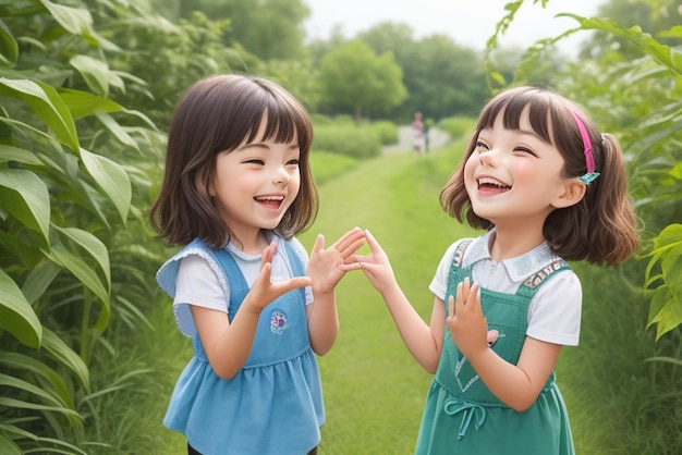Радостные детские приключения Счастливые дети принимают летнее веселье в природе