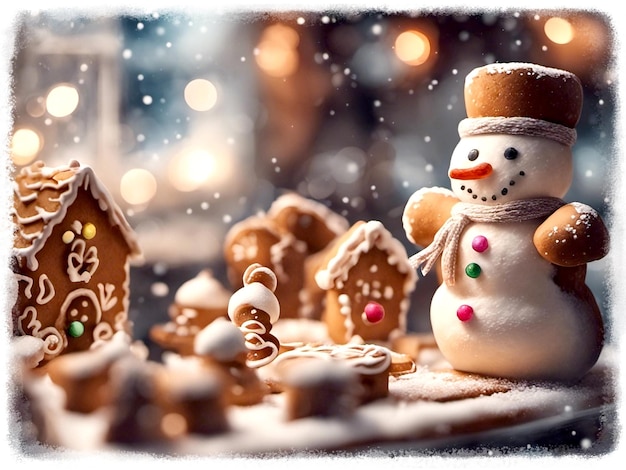 Joyful Christmas Snowmen Illustration