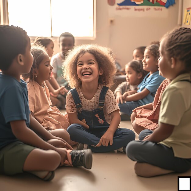 Photo joyful classroom interaction