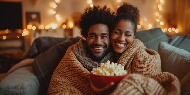 ポップコーン を 食べ て 映画 の 夜 を 楽しむ 喜び の ある 夫婦