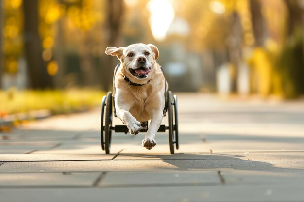 Photo joyful disabled pooch embracing mobility