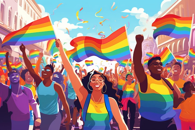 Радостное разнообразие ЛГБТ-сообщества празднует гей-парад