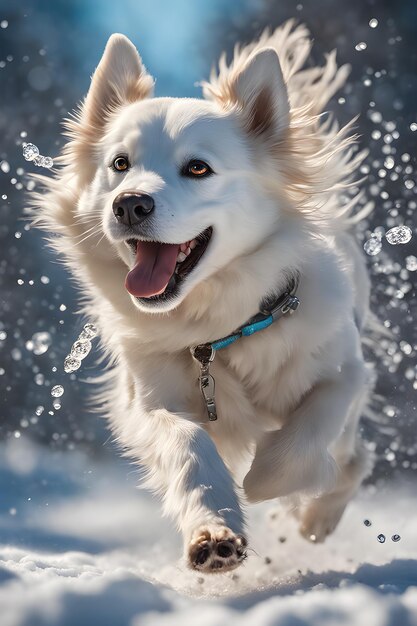 Photo a joyful dog running with deligh