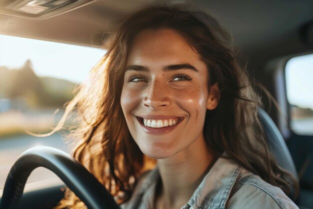 Joyful driver on the road