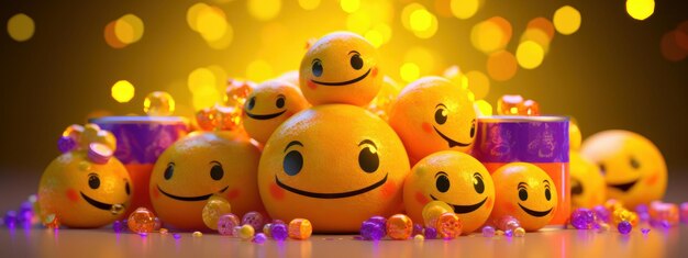 Joyful emoji background world emoji day and happy day generative ai