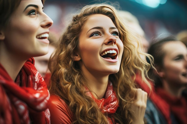 Joyful emotions of women football fans