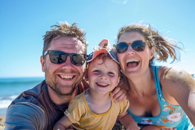 Joyful Family Beach Selfie