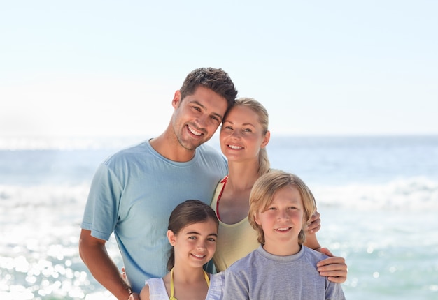 Joyful family at the beach