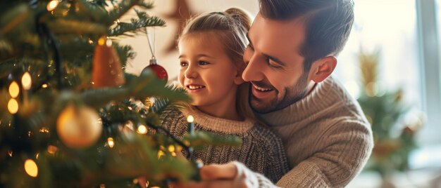 Joyful Family Bonding While Decorating Christmas Tree Embracing Holiday Spirit And Togetherness