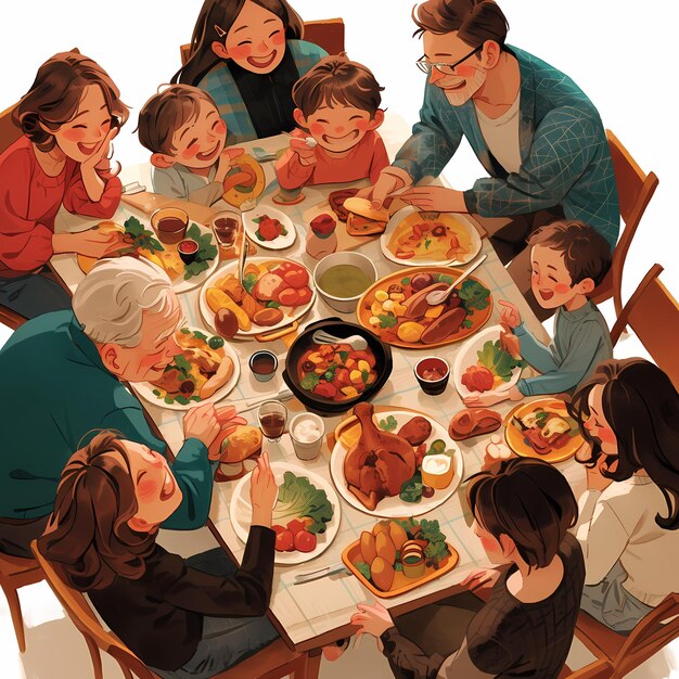 Joyful Family Gathering Around a Dinner Table