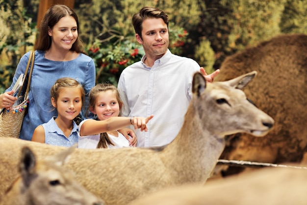 joyful family in nature museum