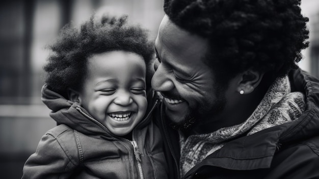 Joyful Father and Toddler Son Sharing a Laugh Together