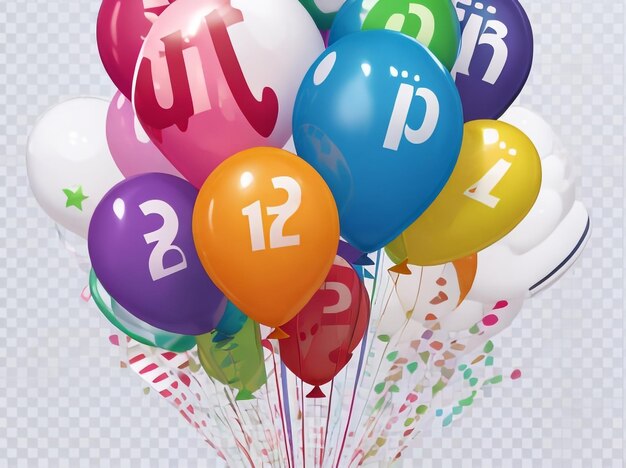 Joyful Festivity Vector Colorful Balloons Isolated on PNG Background