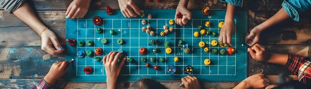 Foto joyful friends bonding over board games un concetto divertente e competitivo che evidenzia il mome giocoso