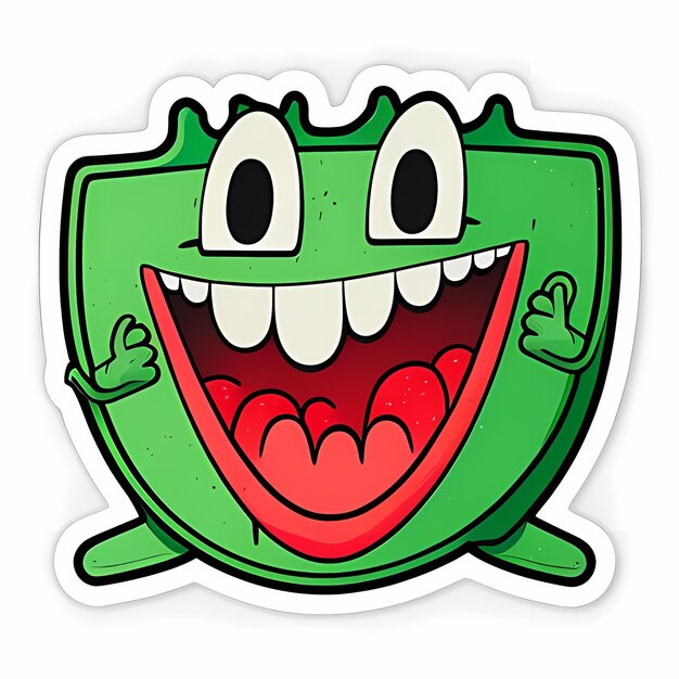 Joyful Fruit Fun Happy Cartoon Watermelon Sticker with White Outline