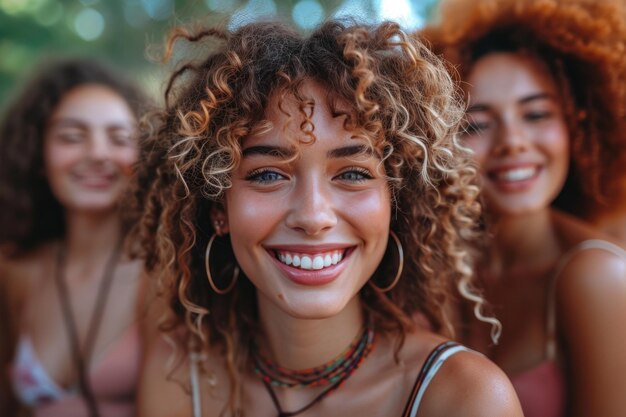 A joyful gathering of smiling women from diverse ethnic backgrounds