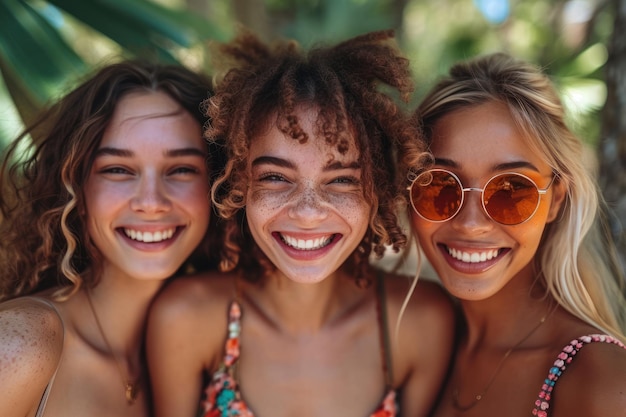 A joyful gathering of smiling women from diverse ethnic backgrounds