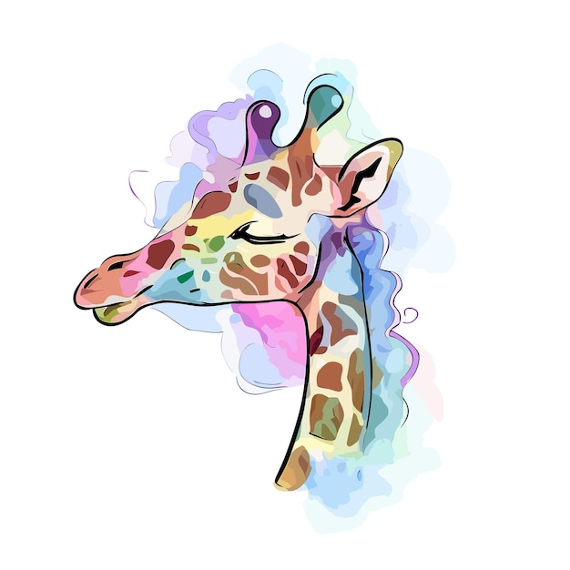Joyful Giraffe Illustration with Generative AI Twist