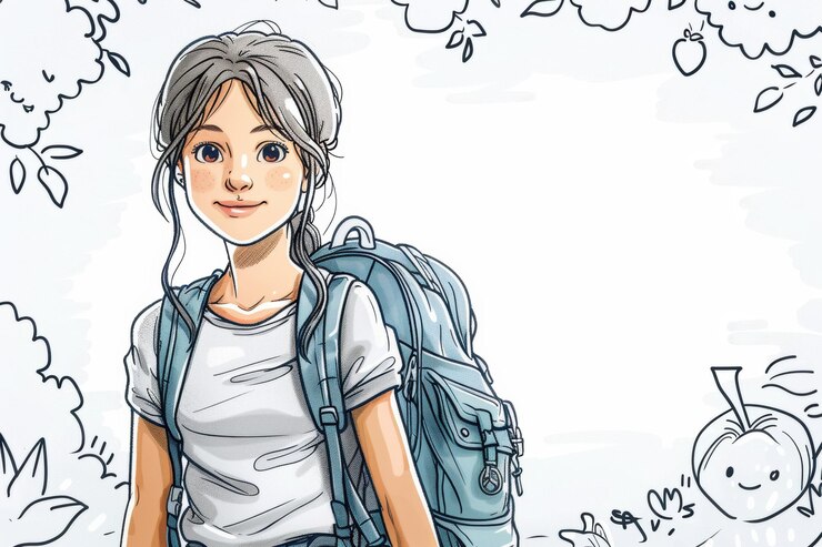 फोटो a joyful girl embraces the first day of school with excitement and creativity