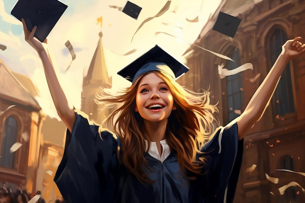 Joyful Graduation Celebrating Success Generative AI