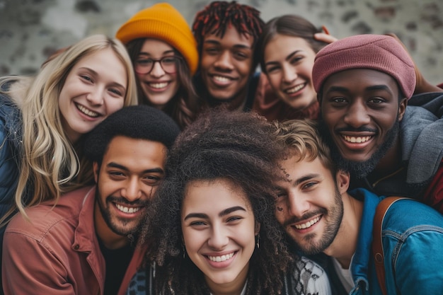 Joyful Group of Diverse Friends Huddled Together