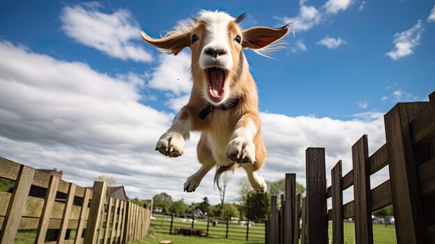 Joyful happy goat farm