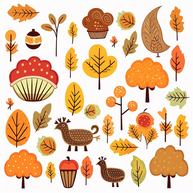 Foto joyful harvest simpatica clipart del ringraziamento per un felice ringraziamento