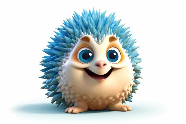 Joyful Hedgehog Cartoon Character on Transparent Background AI