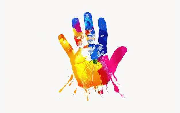 Photo joyful impressions colorful holi handprint generative ai