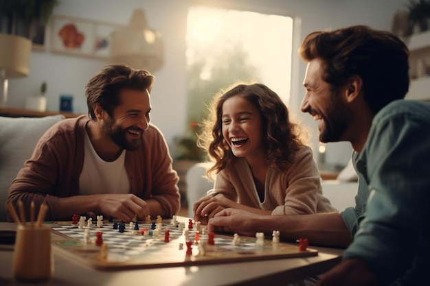 Photo a joyful interracial family playing board games in 00100 02