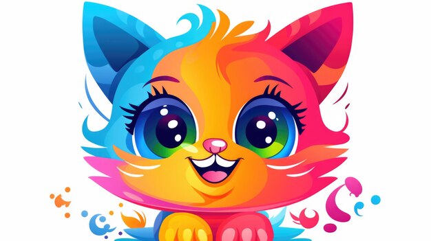 Foto joyful kitty whiskers un gatto colorato cartoon smile