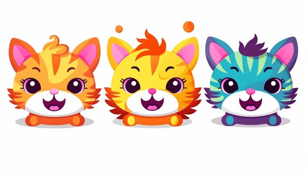 Photo joyful kitty whiskers a colored cartoon cat smile