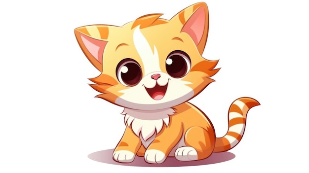 Joyful Kitty Whiskers A colored Cartoon cat Smile