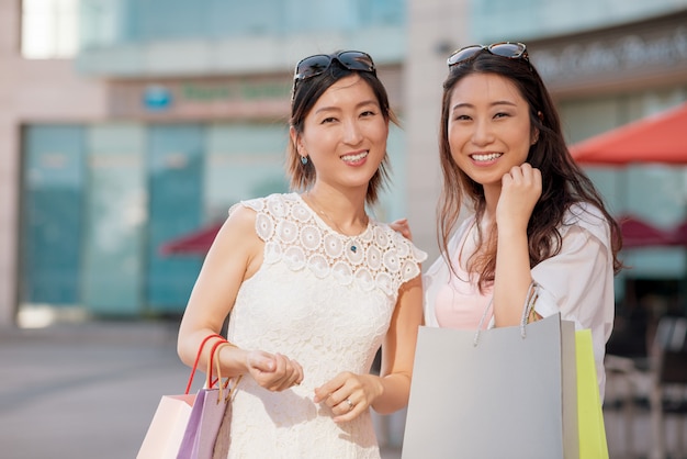 Joyful Korean shoppers