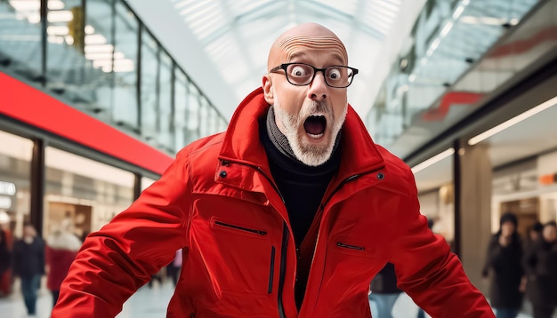 Joyful man during Black Friday at the mall