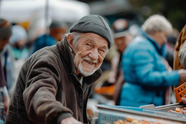 Joyful market volunteering