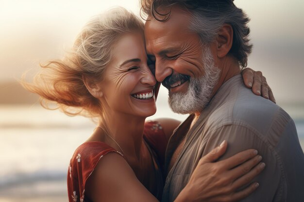 Joyful middleaged couple a man and woman