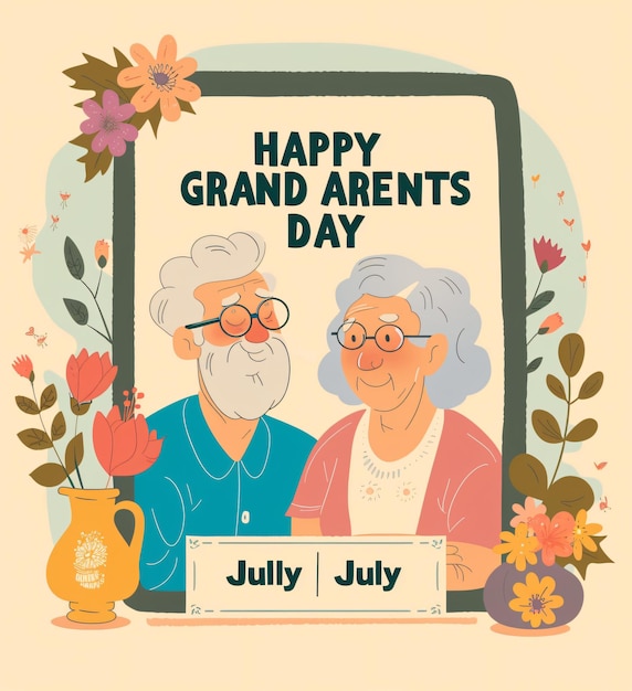 Photo joyful moments captured a vibrant vector illustration of grandparents day celebration