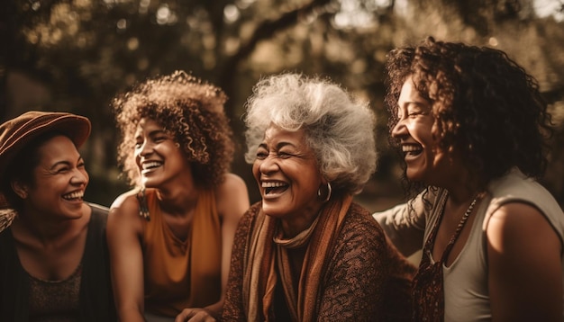 A joyful multi ethnic group enjoying nature together generated by AI