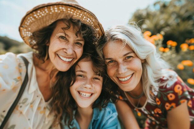 Joyful multigenerational family portrait outdoors